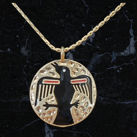 Native Am Thunderbird/Feather/Whip Charm Necklace - Picture 3 of 16